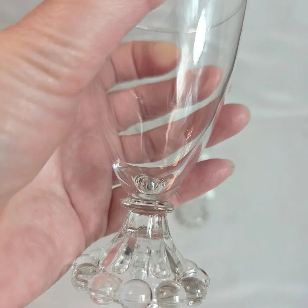 FOUR Anchor Hocking Berwick Boopie Clear Juice/Wine Glasses Ball Design on Base
